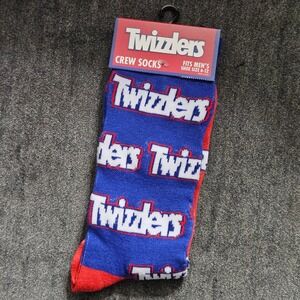 Twizzlers Crew Socks Fits Men's Shoe Size 6-12 Red Blue Novelty Candy